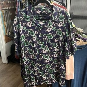 All Saints Florax Viscose SS Button Down Shirt